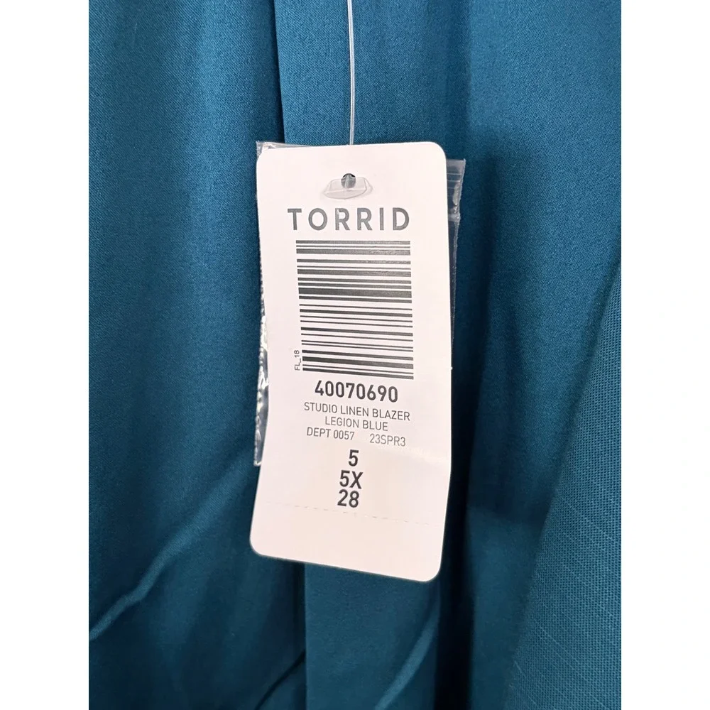 Torrid Studio Linen Blazer Legion‎ Blue Size 5 (5X) Lightweight
